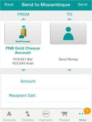 how to send money to another account on fnb app