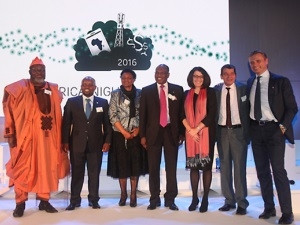 From left: Hon Adebayo Shittu, Nigerian Minister of Telecommunications and Technology; Hon Jean-Philbert Nsengimana, Rwanda Minister for ICT and Youth; Hon Prof Hlengiwe Mkhize, Deputy Minister of Telecommunications and Postal Services, South Africa; Dr Hamadoun Tour'e, Executive Director of the SMART Africa Program; Cynthia Gordon, Executive Vice-President and Chief Executive Officer for Africa Division at Millicom International Cellular; Christian de Faria, Chief Executive Officer and MD for Airtel Africa; and Fredrik Jejdling, Regional Head Ericsson sub-Saharan Africa