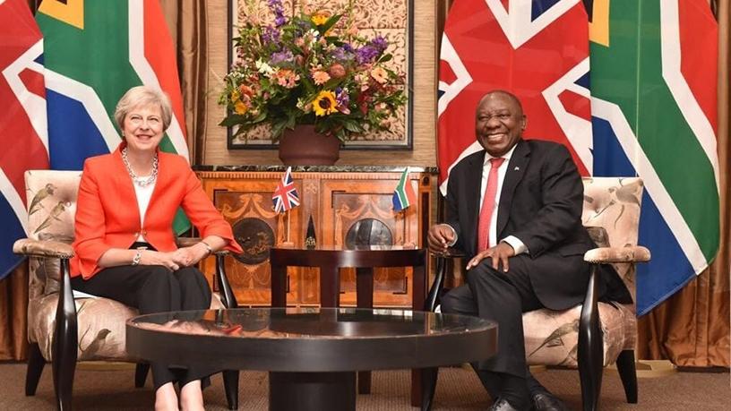 UK prime minister Theresa May and president Cyril Rhamaphosa.