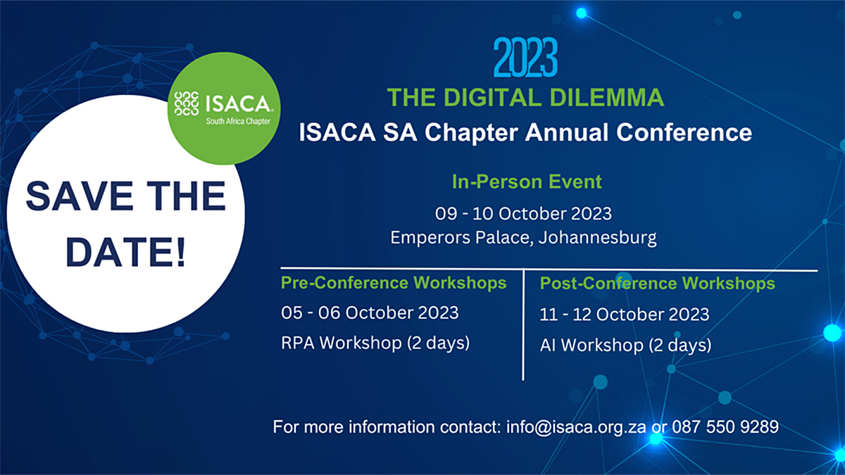 Save the dates ISACA SA Chapter conference, 512 October ITWeb